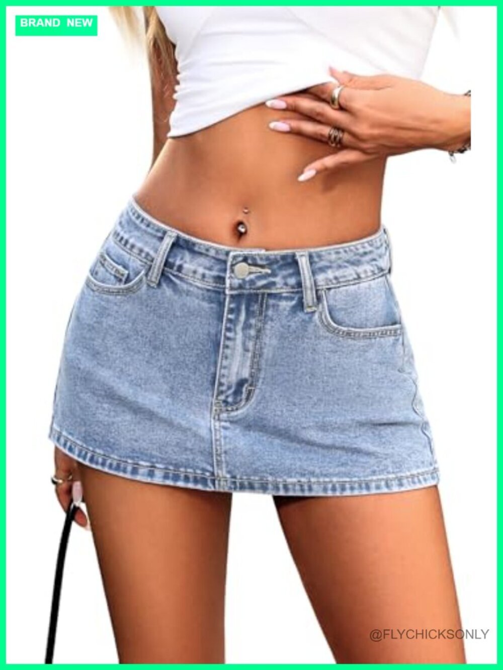 Low Rise Mini Denim Skort with Pockets High Stretch Y2K Bodycon